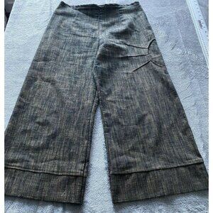 Sun Light Paris Womens T2 High Waist Wide Leg Trouser Crop Pants Cuffed Casual